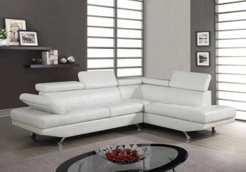 U9782 Sectional Sofa in White Bonded Leather by Global [GFSS-U9782 White]