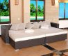 Brown Whicker Modern 4Pc Outdoor Sofa Set w/Footrests