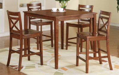 Dark Oak Finish 5Pc Modern Elegant Counter Height Dinette Set