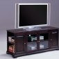 Espresso Finish Modern TV Stand w/Storage Sides & Glass Doors