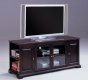 Espresso Finish Modern TV Stand w/Storage Sides & Glass Doors