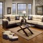 Mocha Fabric & Dark Brown Vinyl Modern Sofa and Loveseat Set