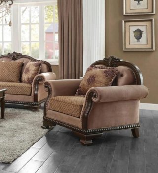 Chateau De Ville Chair 58267 in Tan Fabric by Acme w/Options [AMAC-58267 Chateau De Ville]