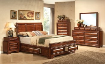 Warm Cherry Finish Transitional Bedroom w/Optional Items [MABS-Baron]