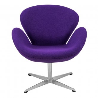 Swan Lounge Chair SW29PRW in Purple Wool by LeisureMod