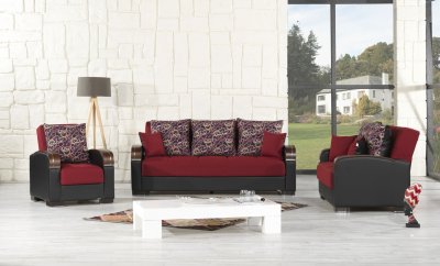 Mobimax Sofa Bed in Red Fabric by Casamode w/Options