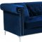 Damian Sectional Sofa 608 in Navy Velvet Fabric by Meridian