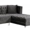 Moda Sectional Sofa 631 in Grey Velvet Fabric by Meridian