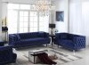 Kendel Sofa & Loveseat Set in Dark Blue Velvet Fabric w/Options