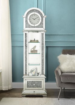 Noralie Grandfather Clock AC00352 in Mirror w/LED by Acme [AMGC-AC00352 Noralie]