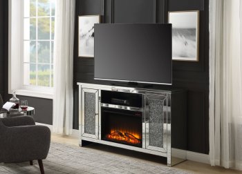 Noralie TV Stand & Electric Fireplace FC9582 by Acme in Mirror [SFAMTV-FC9582-Noralie]