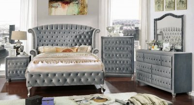 Alzir Bedroom CM7150 in Gray Flannelette w/Options