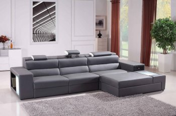 Polaris Mini Sectional Sofa in Grey Bonded Leather by VIG [VGSS-Polaris Mini Grey]