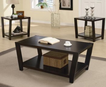 Rich Dark Cappuccino Finish Modern 3Pc Coffee Table Set [CRCT-701510]