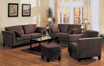 Chocolate Velvet Fabric Retro Style Living Room w/Flared Arms [CRS-500231-Ch-Park Place]