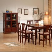 Cherry Finish Contemporary Dinette with Wine Rack Curio