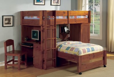 CM-BK529OAK Harford Bunk Bed in Oak w/Desk & Chair