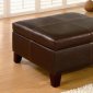 Dark Brown Leather Like Vinyl Storage Ottoman w/Wood Legs