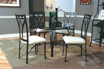 Dark Pewter Metal Base Contemporary Dinette Table w/Glass Top [HLDS-D878]