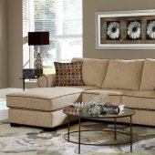 3501 Sectional Sofa in Cream Chenille w/Contrasting Pillows