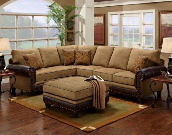 Mocha Fabric Classic Sectional Sofa w/Optional Ottoman [CHFSS-V1-4030-Lynne]