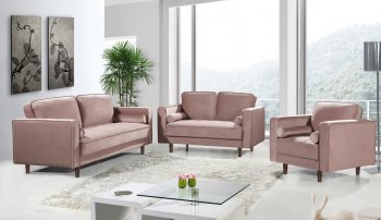 Emily Sofa 625 in Pink Velvet Fabric by Meridian w/Options [MRS-625 Emily Pink]