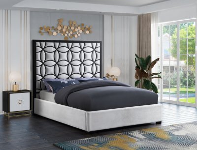 Taj Bed in White Velvet by Meridian w/Options