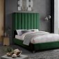 Via Upholstered Bed in Green Velvet Fabric by Meridian