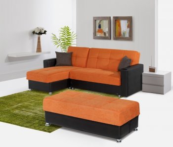 Lego Sectional Sofa Convertible in Orange Microfiber by Rain [RNSS-Lego MF Orange]