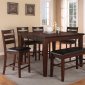 F2208 Dining Set Counter Height 5Pc Walnut by Poundex w/Options