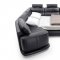 Camino Sectional Sofa in Black Full Leather by ESF w/ Bed