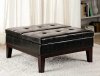 Dark Brown Vinyl Modern Button Tufted Square Storage Ottoman