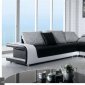 B333 Black & White Leather and Fabric Sectional Sofa