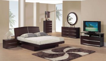 Dark Mahogany Semi Gloss Finish Modern Bedroom Set W/Storage [GFBS-B63SM Mahogany]