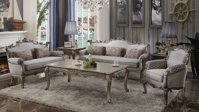 Pierrefonds Sofa 56885 in Antique Champagne by Acme w/Options