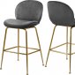 Paris Counter Stool 787 Set of 2 Grey Velvet Fabric by Meridian