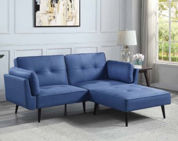 Nafisa Adjustable Sofa & Ottoman LV00823 in Blue Fabric by Acme [AMSB-LV00823 Nafisa]