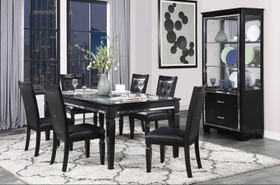 Allura 7Pc Dining Set 1916BK in Black by Homelegance w/Options