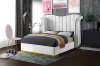 Flora Upholstered Bed in White Velvet Fabric by Meridian