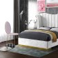 Flora Upholstered Bed in White Velvet Fabric by Meridian