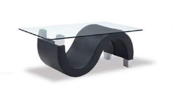 Black Leatherette "S" Shape Contemporary Coffee Table [GFCT-CJ01-Black]