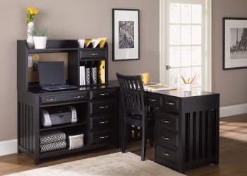 Hampton Bay 3Pc Corner Desk 717-HO in Black by Liberty [LFOD-717-HO-CDS-Hampton-Bay]