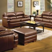 Saddle Bonded Leather Sofa and Loveseat Set