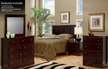 Black Merlot Finish Transitional Bedroom w/Optional Casegoods [PNBS-B555]