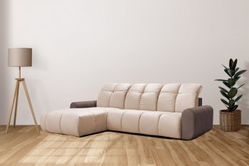 Bullet Plus Sectional in Ivory & Brown Fabric by ESF w/Bed [EFSS-Bullet Plus]