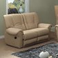 Beige Leather Contemporary Living Room Sofa w/Recliner Seat