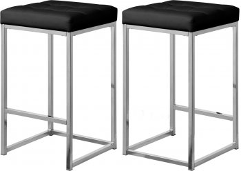 Nicola Counter Stool 905 Set of 2 Black Faux Leather by Meridian [MRBA-905 Nicola Black]