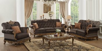 Orianne Sofa 53795 in Chocolate Fabric by Acme w/Options [AMS-KD53795-Orianne]