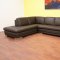 Dark Brown Leather Modern Sectional Sofa w/Mirror-sided feet