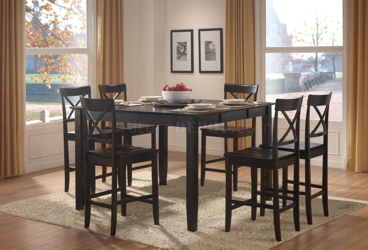 Black Finish Modern Counter Height Dining Table W Options